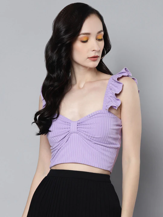 New Women Party Wear Rib Sweetheart Wholesale Neck Crop Top Collection